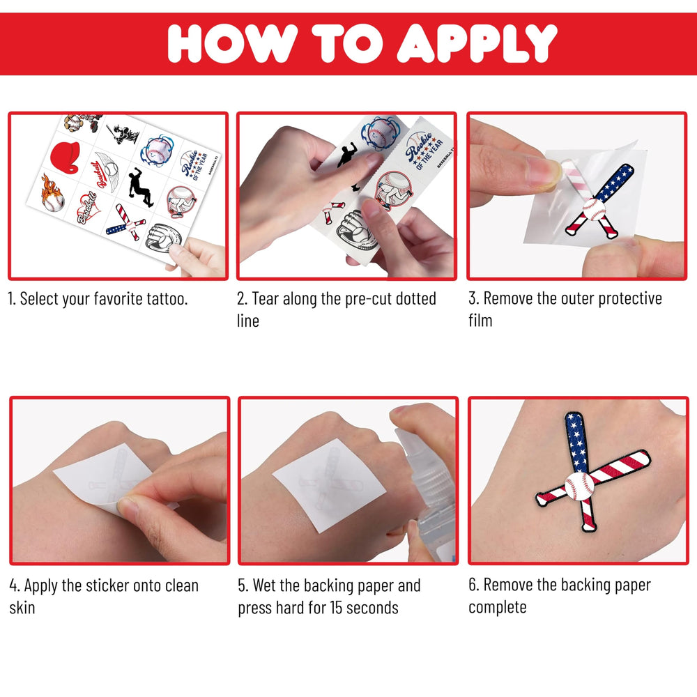 Baseball tattoos 96PCS sheet 7 durable through play and outdoor events