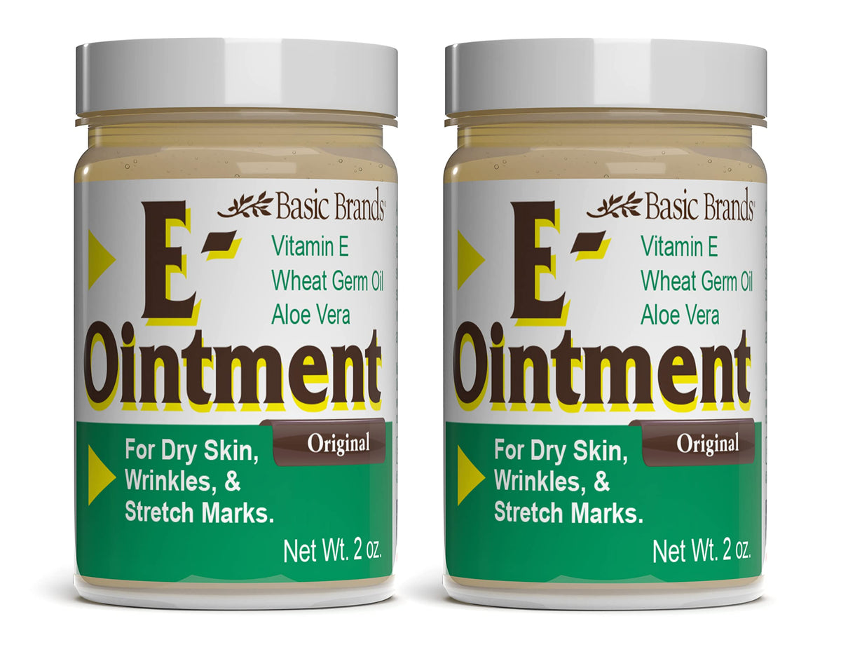Basic Organics Vitamina E Ungüento, bote de 2 oz, hidratación suave para la piel.