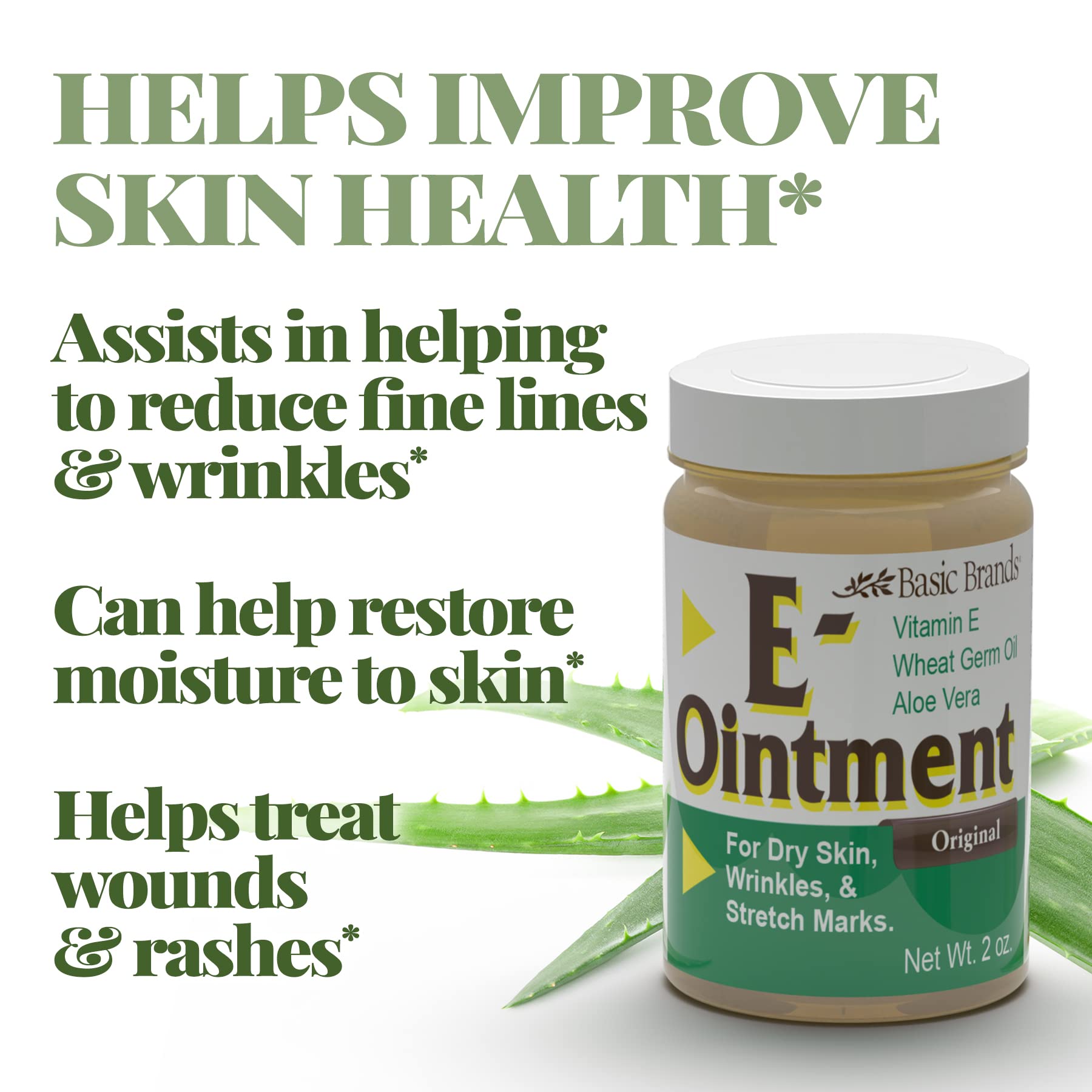 Basic Organics Vitamina E Ungüento, textura nutritiva para uñas y cabello más saludables.