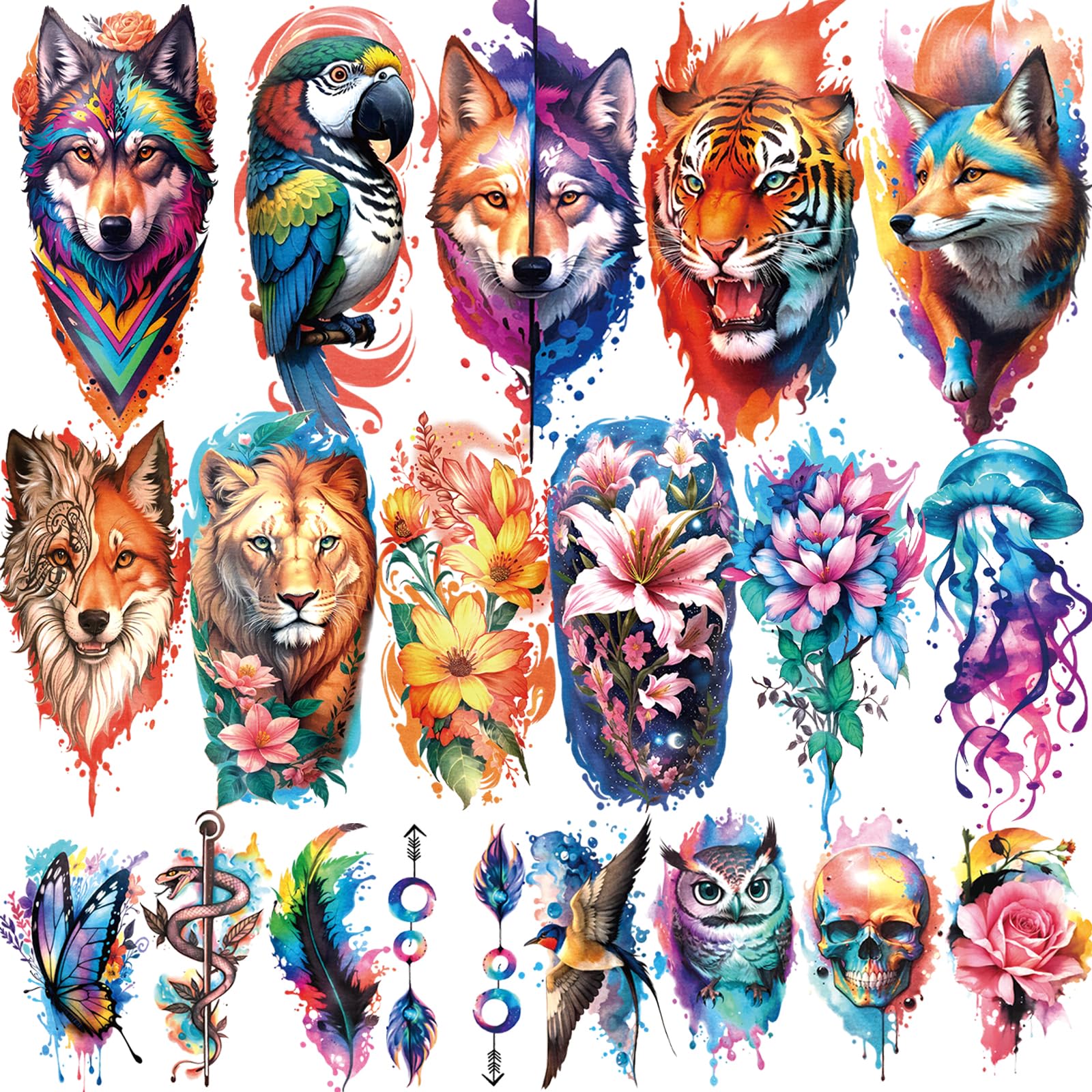 Basifa 77-sheets tattoo full set for bold temporary body art.