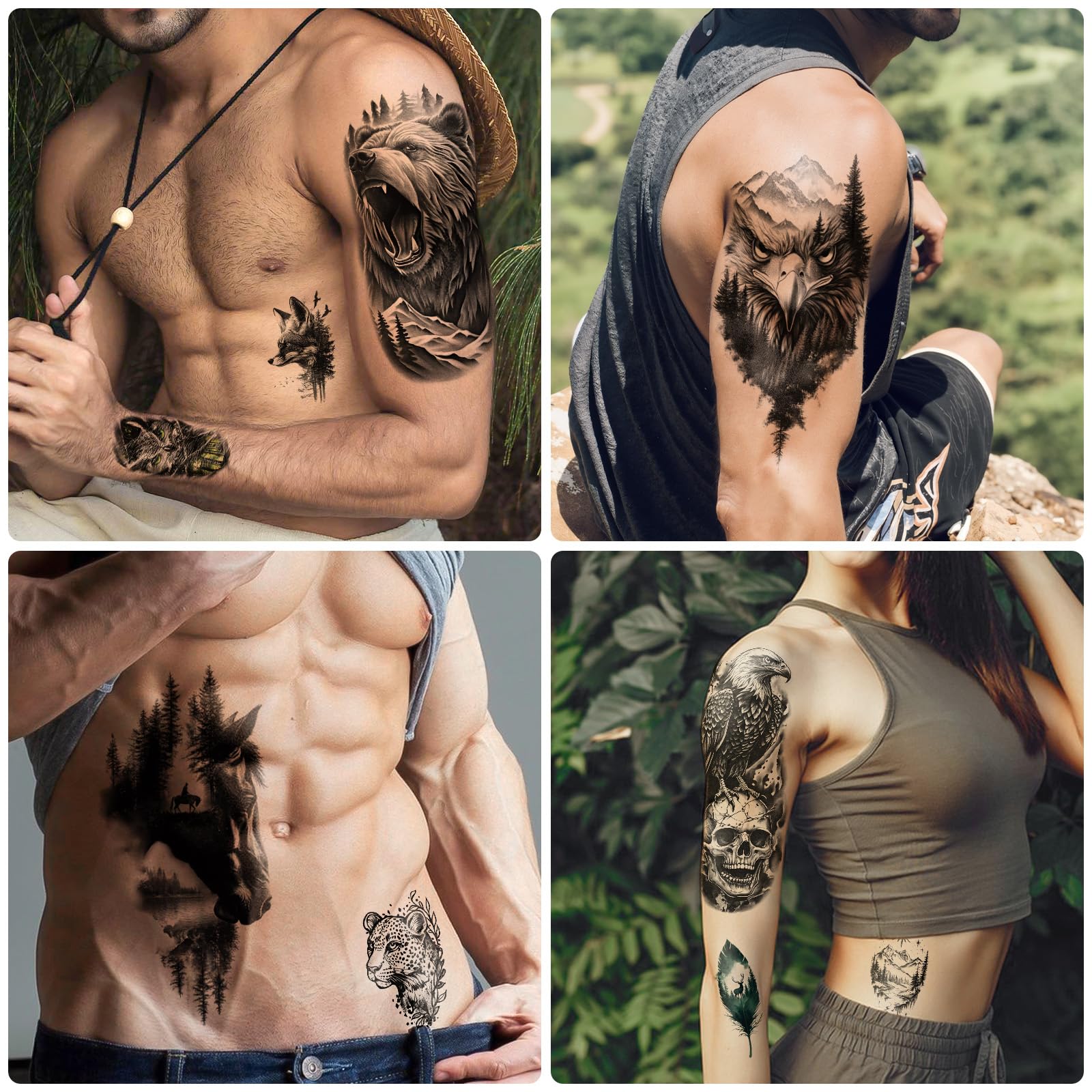 Basifa Leopard half-arm tattoo for sleek, eye-catching detail.