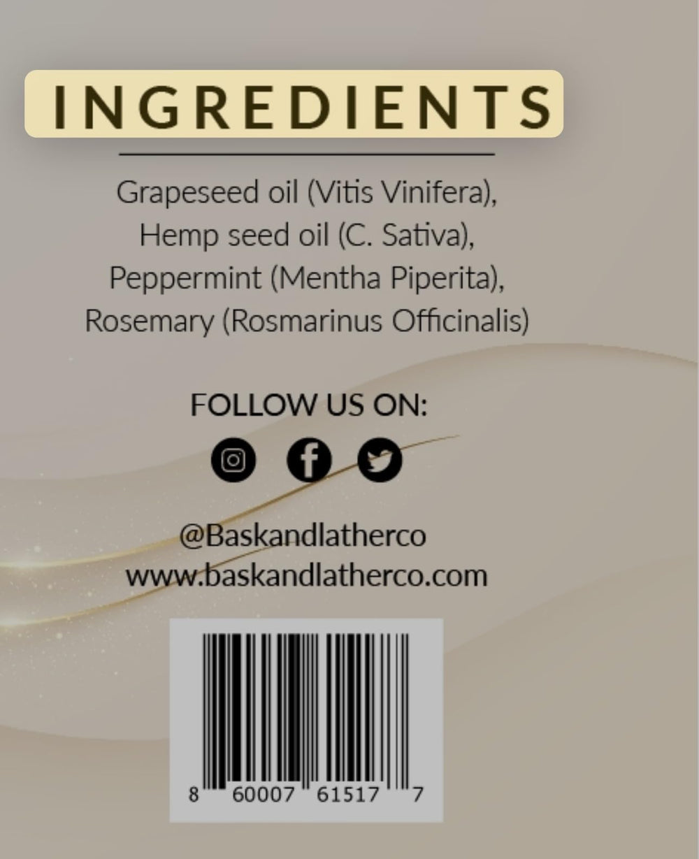 Bask & Lather all hair types usage on bottle