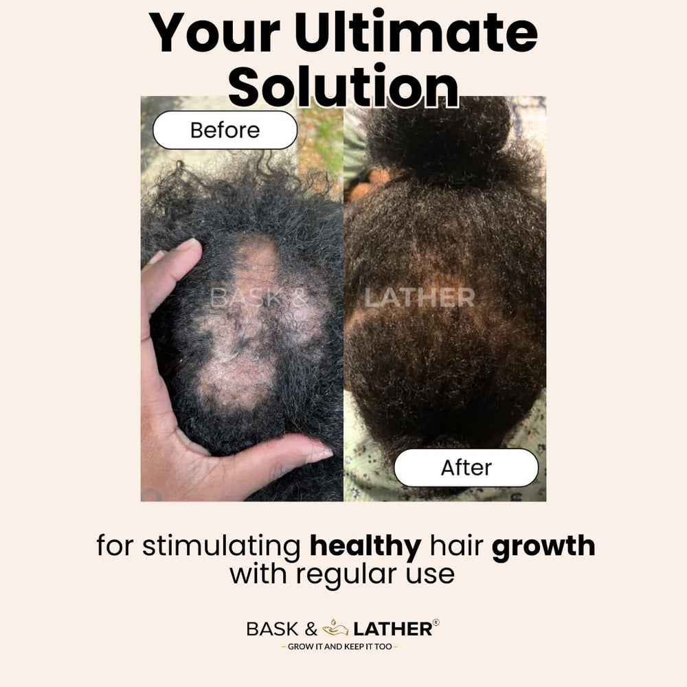 Bask & Lather Scalp massage scene featuring oil