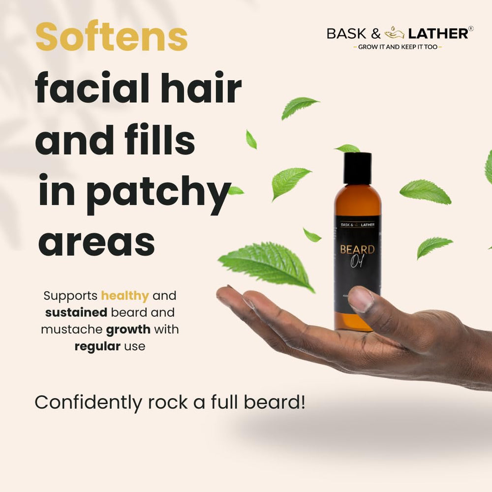 Bask & Lather oil being applied to beard for even distribution