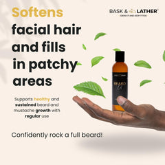 Bask & Lather oil being applied to beard for even distribution