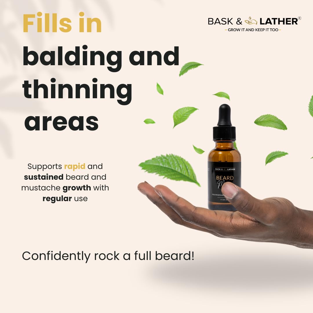 Bask & Lather Beard Magic Growth Oil massaged onto beard with fingers.