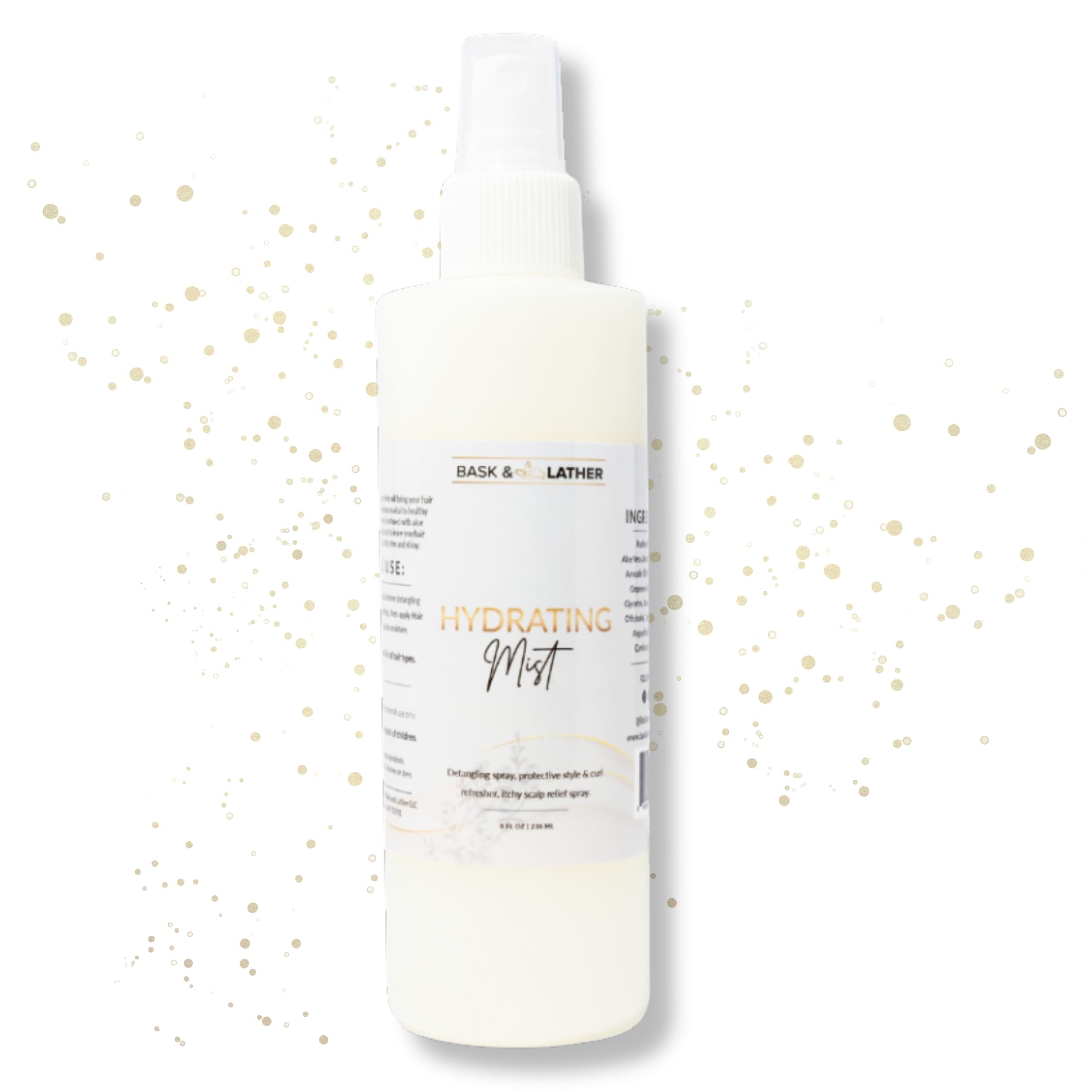 Niebla hidratante Bask & Lather para cabello: desenreda y suaviza.