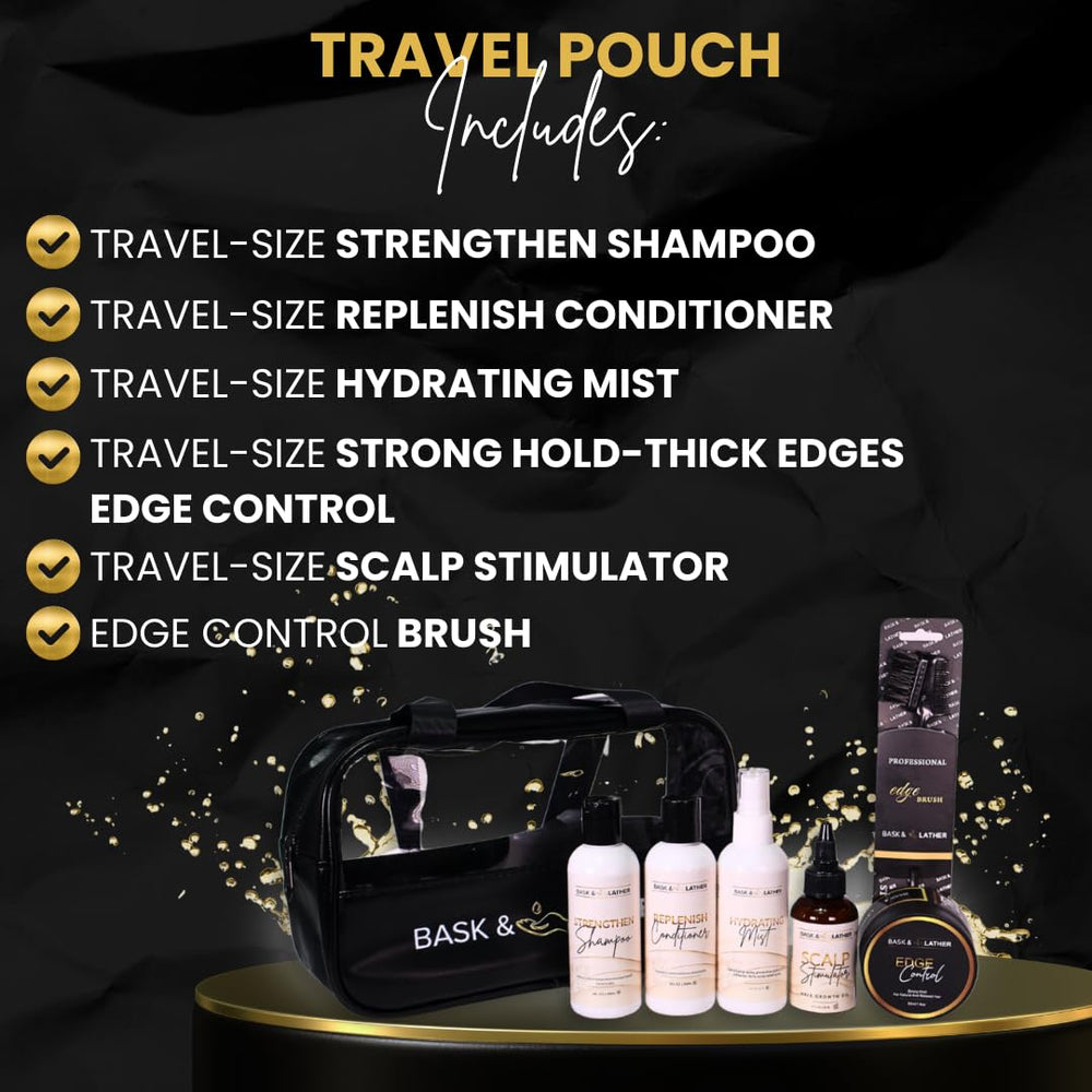 Bask & Lather On The Go conditioner bottle, travel-friendly nourishment for textured hair.