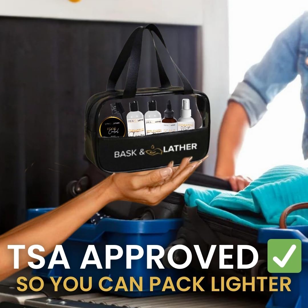 Bask & Lather On The Go edge control tube, precise hold for edges while traveling.