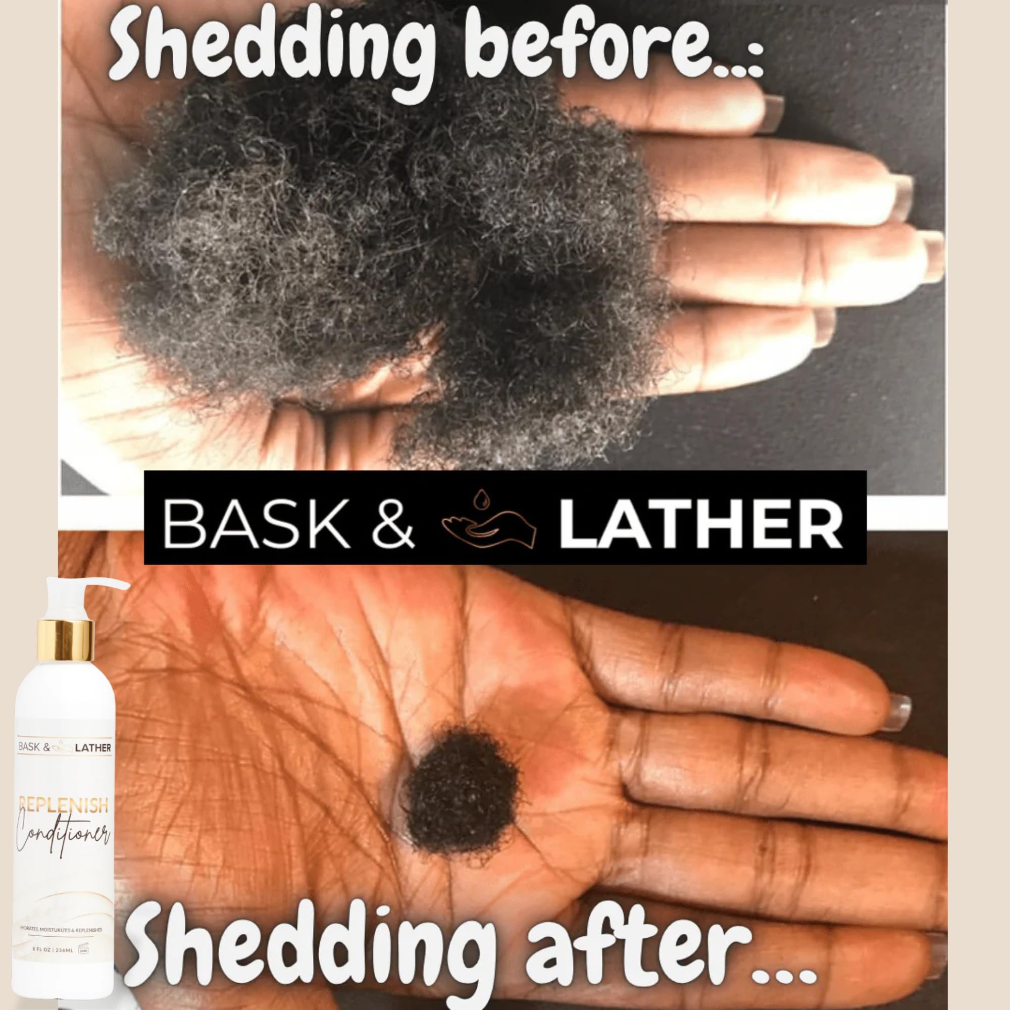 Replenish Conditioner dispensed into hand for easy detangling and application.