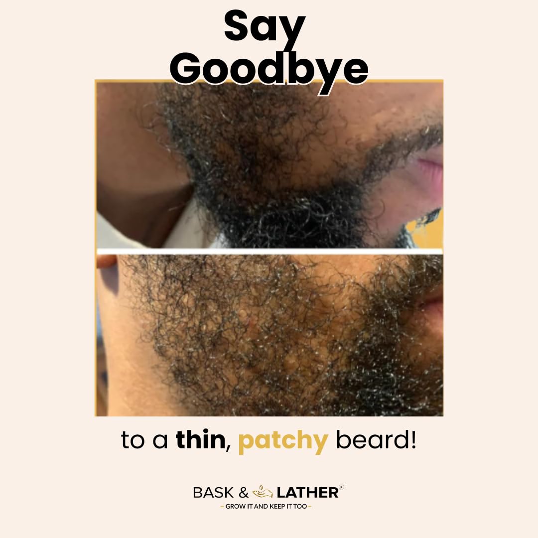 Beard before and after use showing enhanced shine