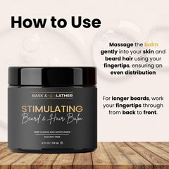 Applying balm to hair for moisture and shine
