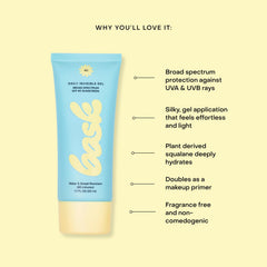 Bask SPF 40 de amplio espectro, protección diaria para piel sensible.