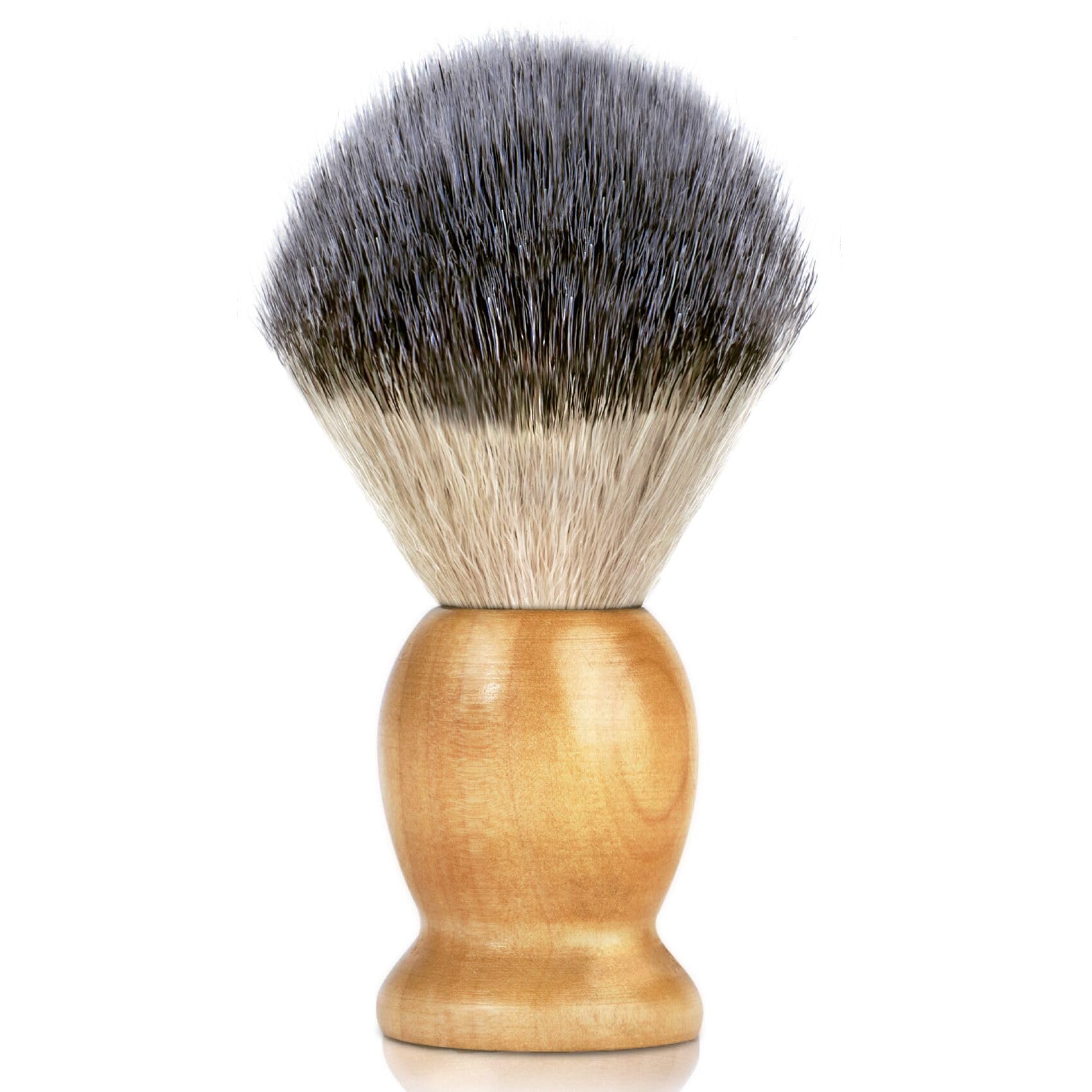 Bassion hand-crafted shaving brush with wood handle for a smooth lather