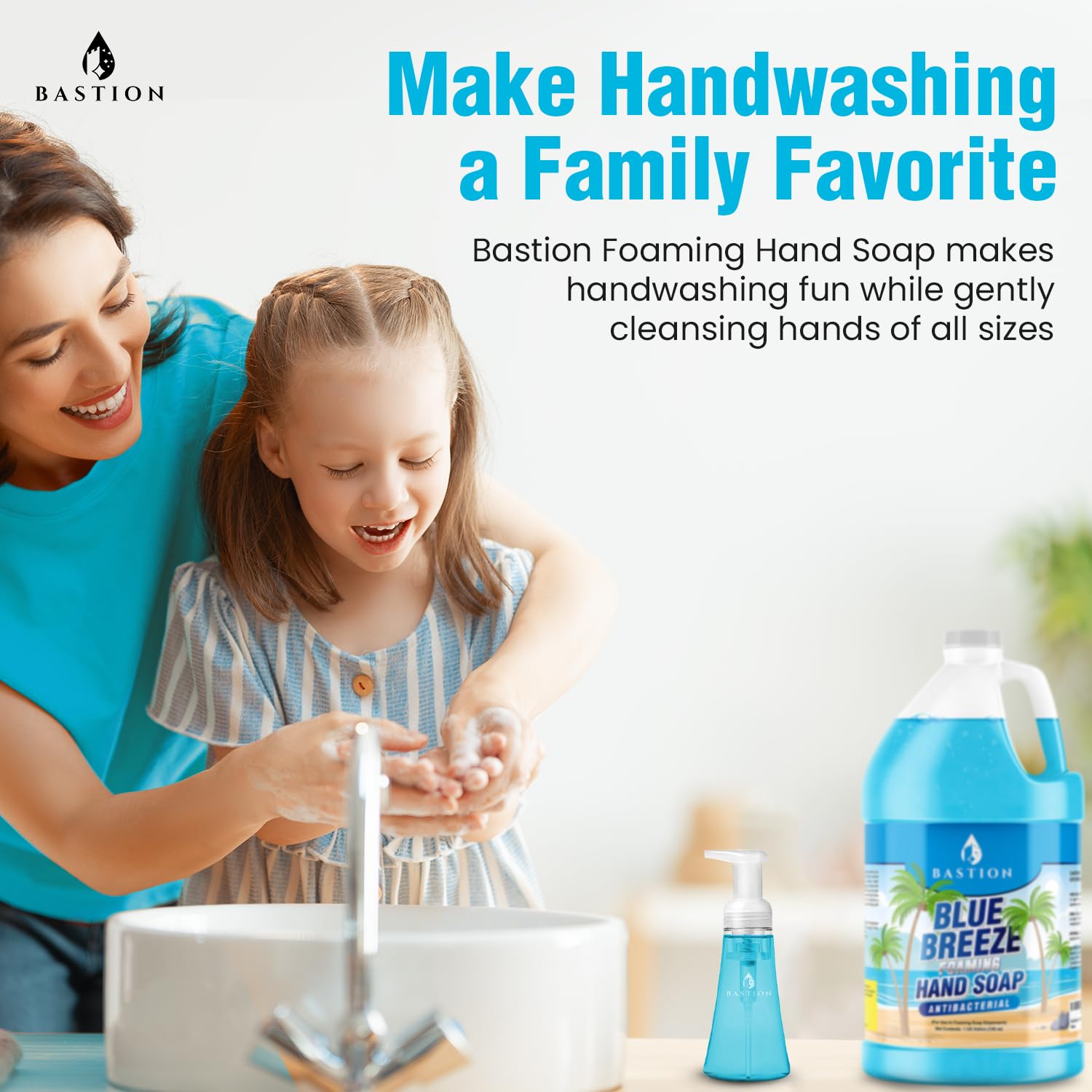 Bastion Blue Breeze foaming lather closeup highlighting rich, quick-dispensing foam.