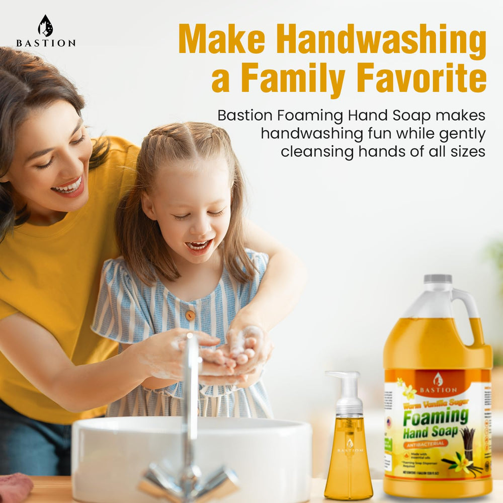 Close-up of Bastion Warm Vanilla Sugar foam shows rich moisturizing lather.