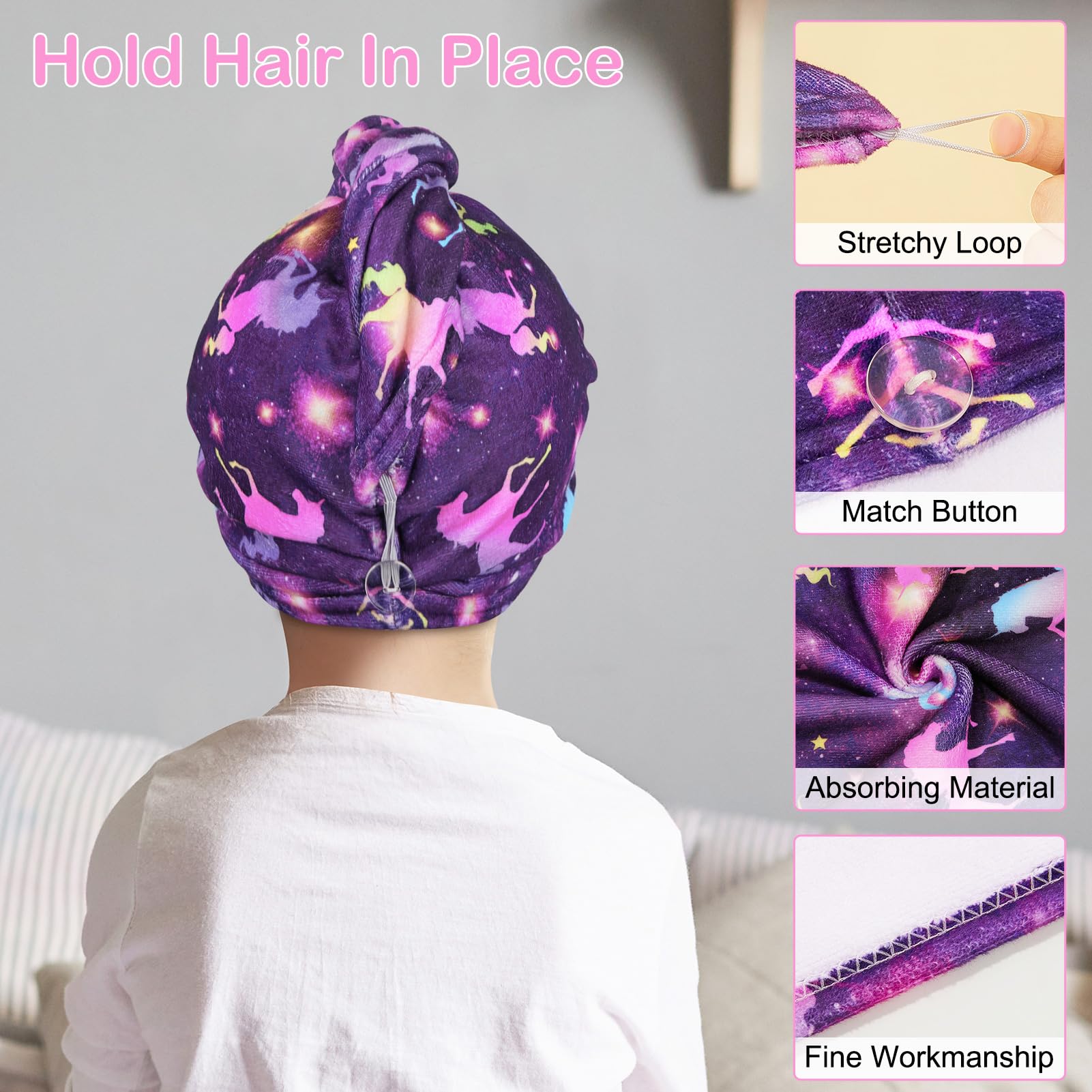 Basumee diseños unicornio dulce, diseño atractivo para niñas durante el secado.