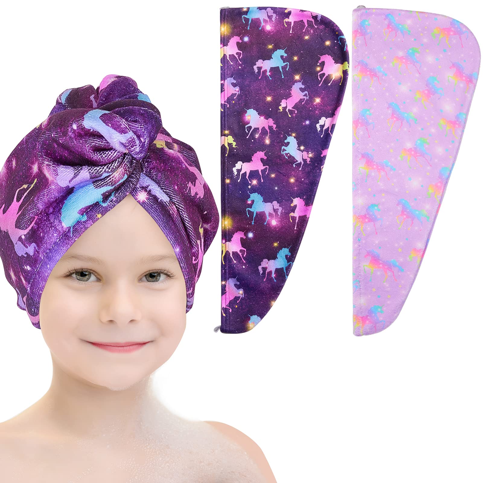 Basumee toalla microfibra cabello niños dos unidades, secado rápido y suave al tacto.