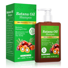 Batana Oil Shampoo: botella mostrando el envase para brillo suave y limpieza delicada