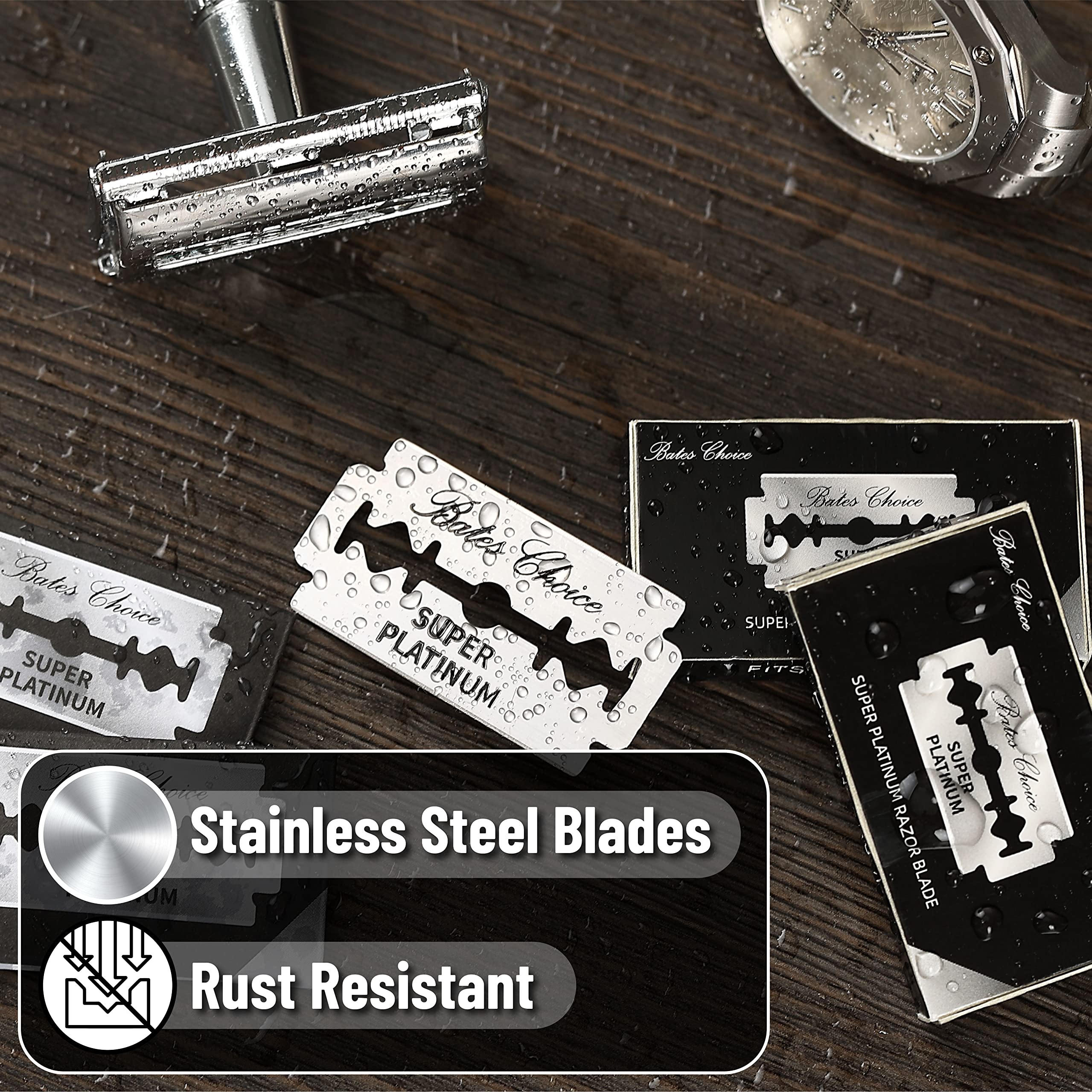 Bates Choice individually wrapped blades for safe handling and easy loading.