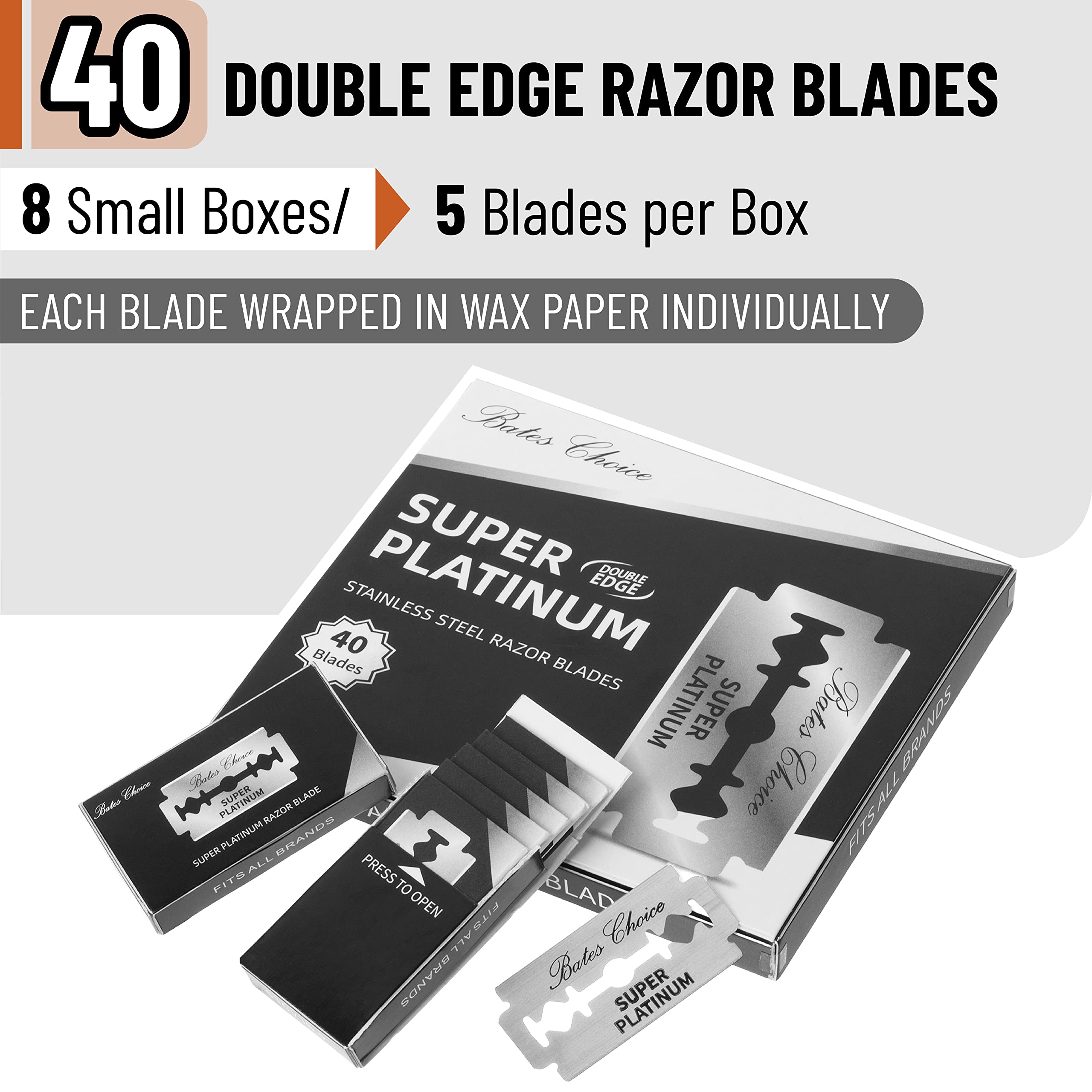 Bates Choice platinum-coated stainless steel blade maintains sharpness for smooth glide.
