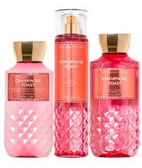 Bath & Body Works Champagne Toast daily trio packaging, festive gift set with luxurious fragrance.