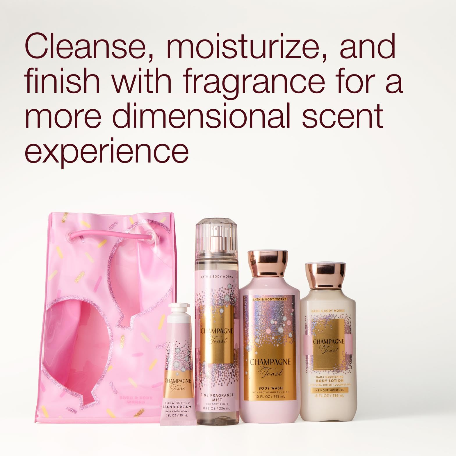 Gift set box of Bath & Body Works Champagne Toast, ready for gifting