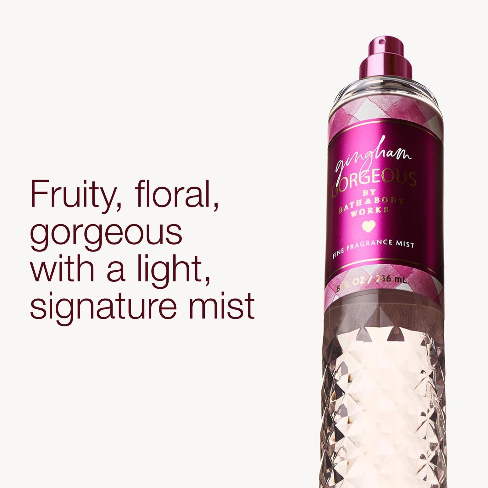 Bath & Body Works Gingham Gorgeous spray showing even coverage
