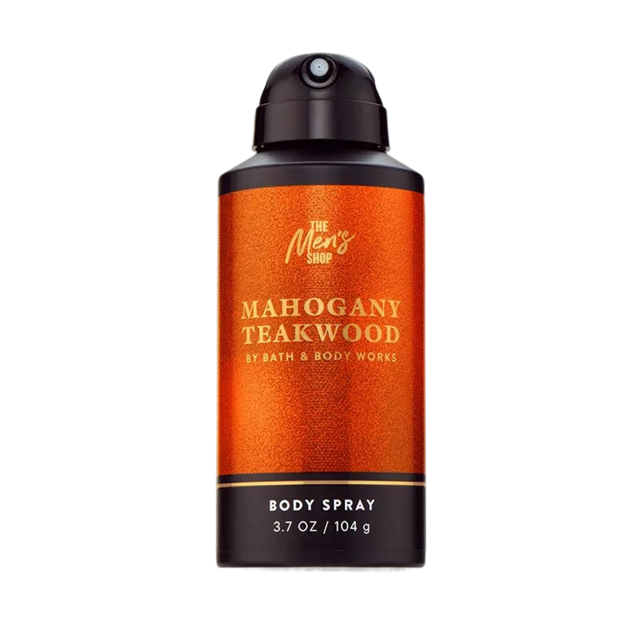 Bath & Body Works Mahogany Teakwood spray bottle front shows the woodsy, masculine fragrance.
