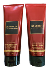 Bath & Body Works Men's Bourbon Ultimate Hydration Cream two 8-ounce jars for daily hydration.