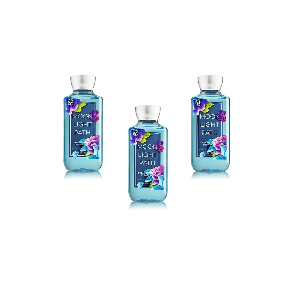 Bath and Body Works Moonlight Path Shower Gel 3-pack bottle showing luxurious lather and floral fragrance