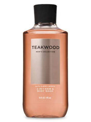 Bath & Body Works Teakwood 2-en-1, etiqueta principal, fragancia duradera para uso diario.
