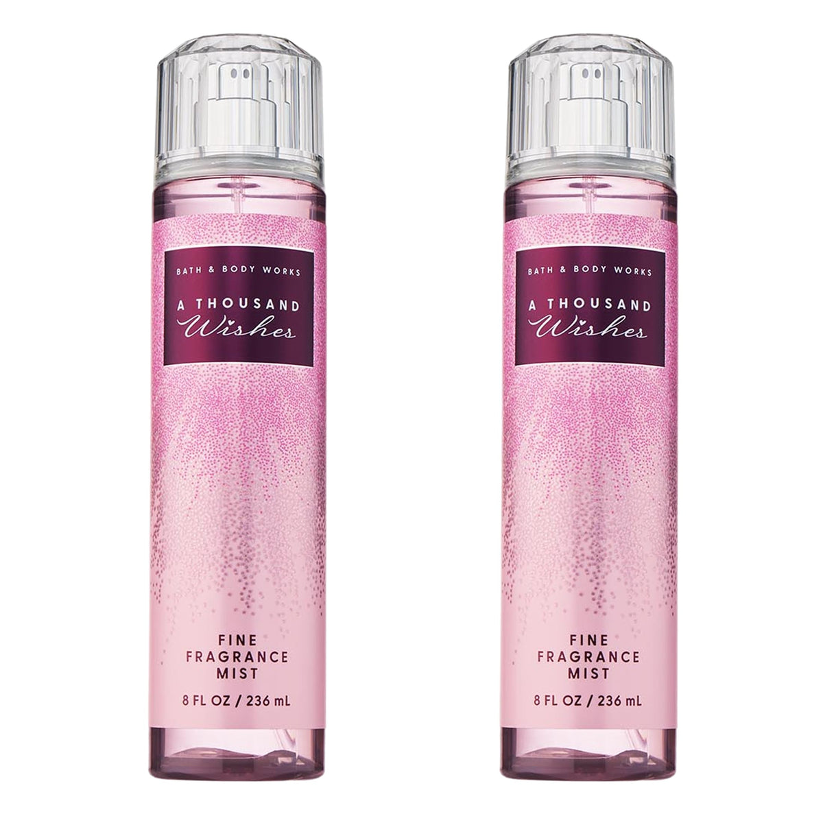 Bath & Body Works Thousand Wishes bottle pour showcases elegant design for everyday use.
