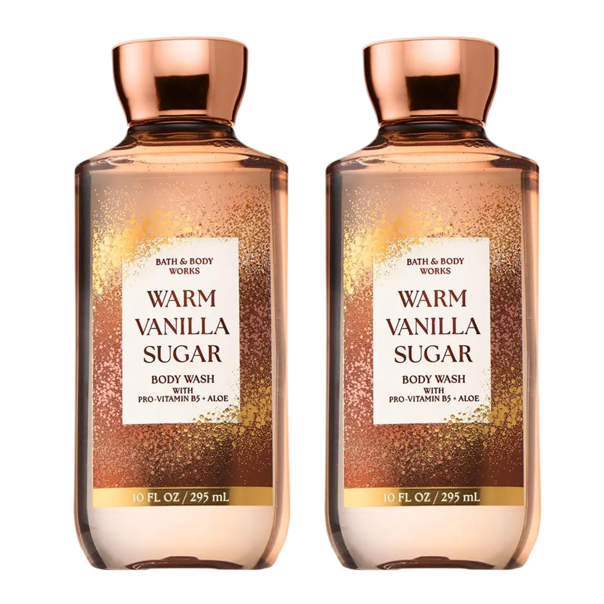 Bath & Body Works Warm Vanilla Sugar, botella-derrame visible para ver la fragancia