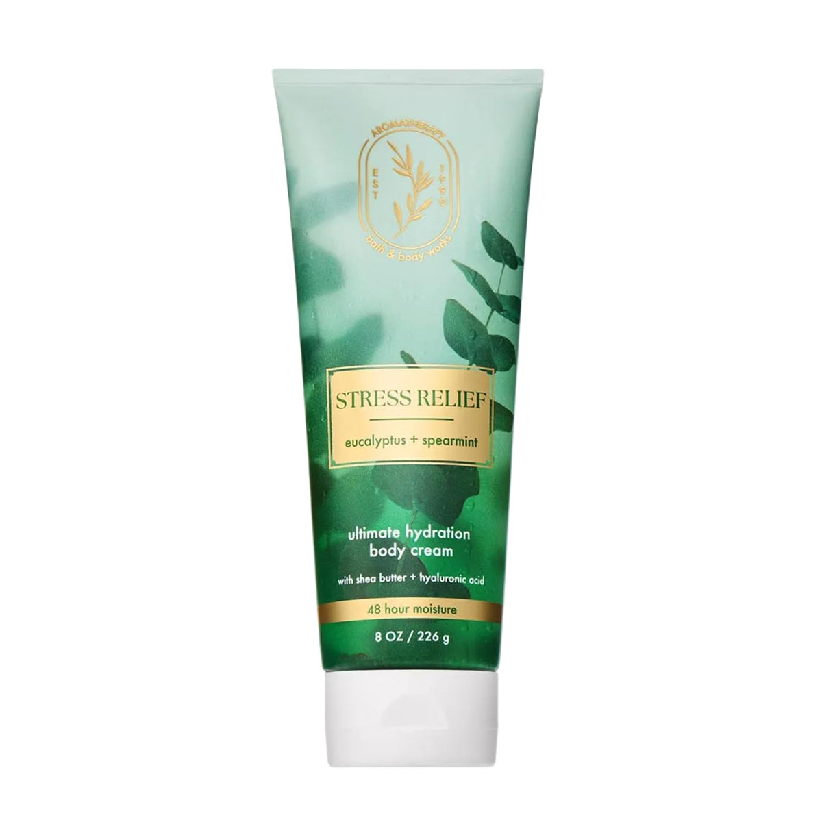 Bath & Body Works crema corporal aromaterapia eucalipto-menta, botella frontal fresca