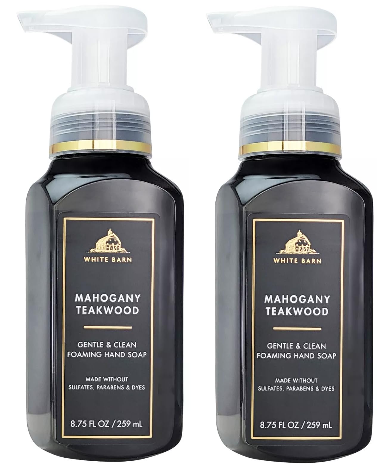 Bath & Body Works Gentle Foaming Hand Soap Mahogany Teakwoods bottle offers soft foam and light fragrance.