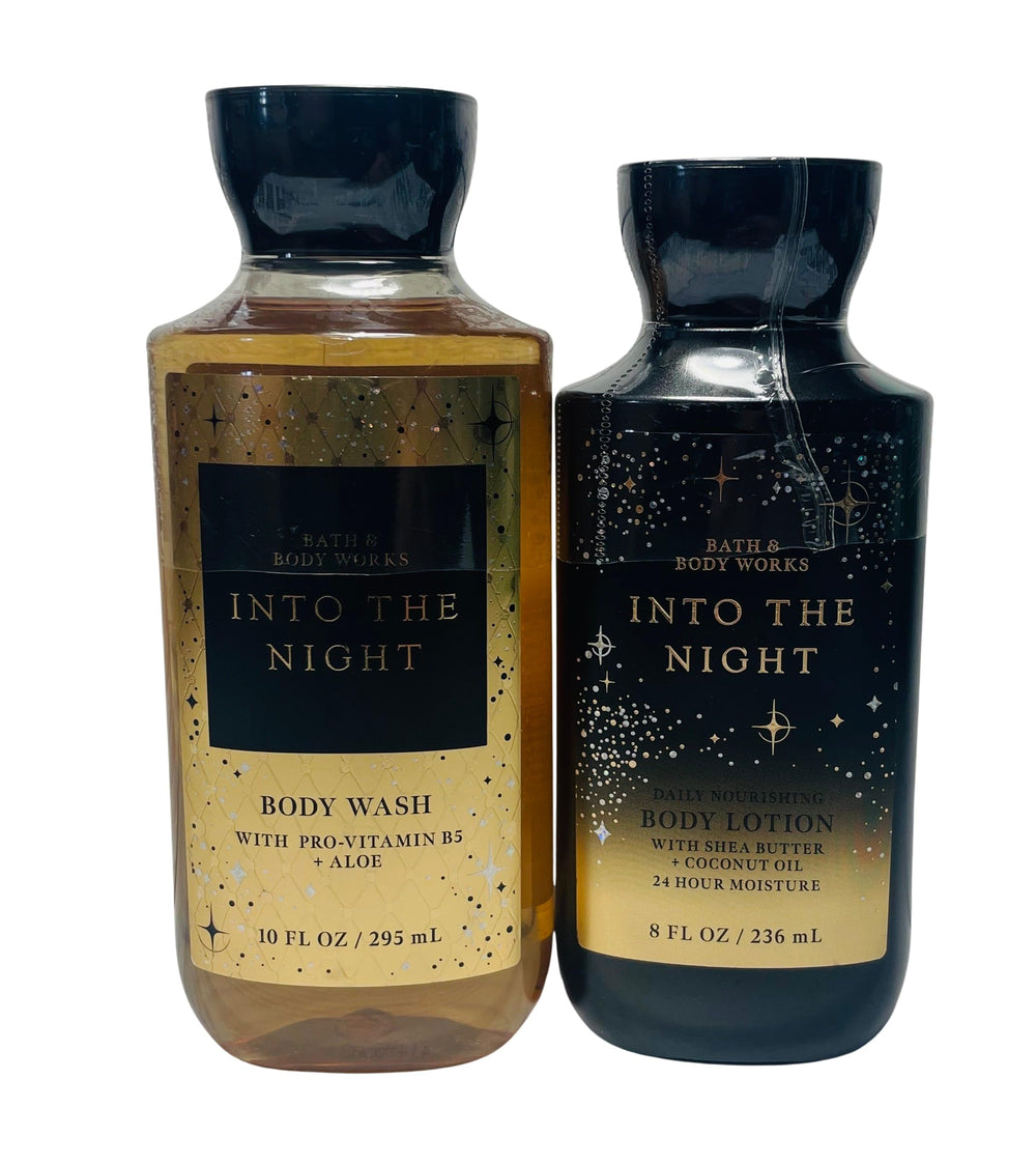 Bath & Body Works Into The Night loción botella, aroma envolvente para uso diario.