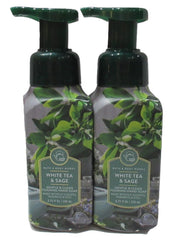 Bath & Body Works White Tea & Sage, jabon espumoso, pack 2 para limpieza suave y fragancia fresca