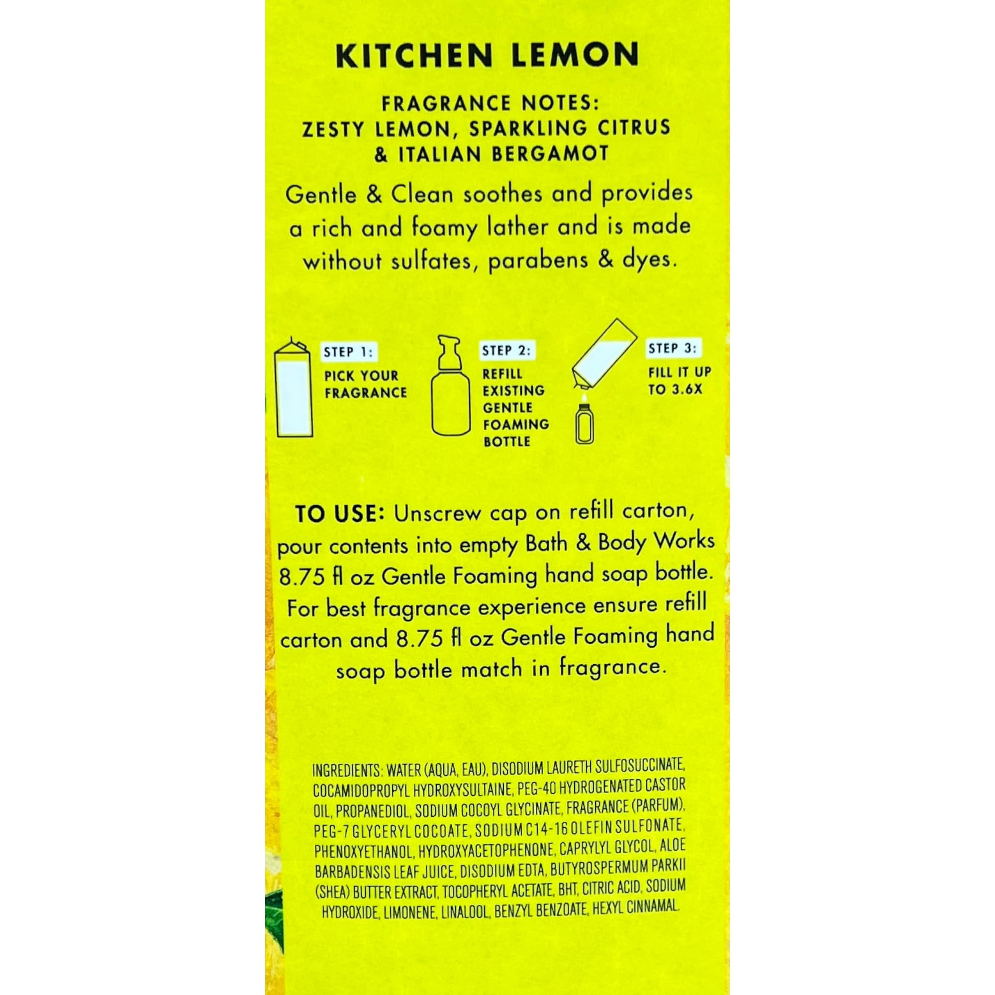 Bath & Body Works Kitchen Lemon espuma suave muestra textura cremosa para lavado de manos