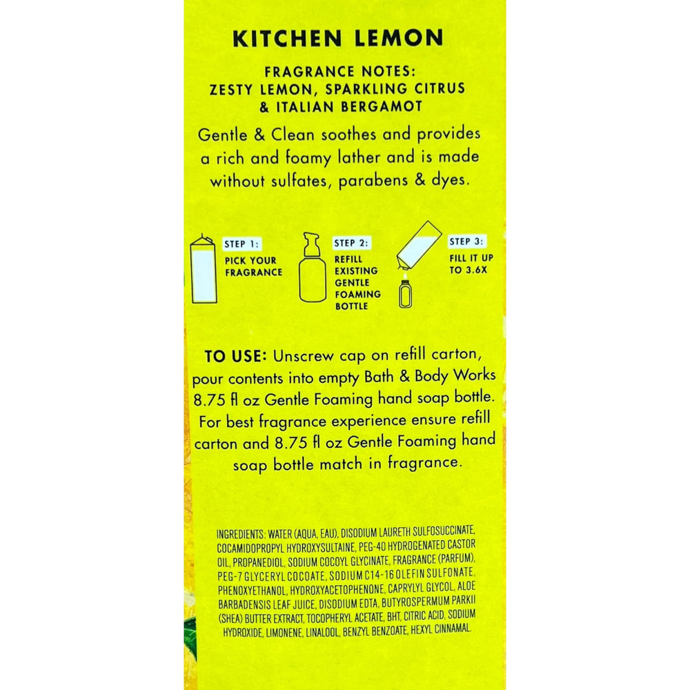 Bath & Body Works Kitchen Lemon espuma suave muestra textura cremosa para lavado de manos