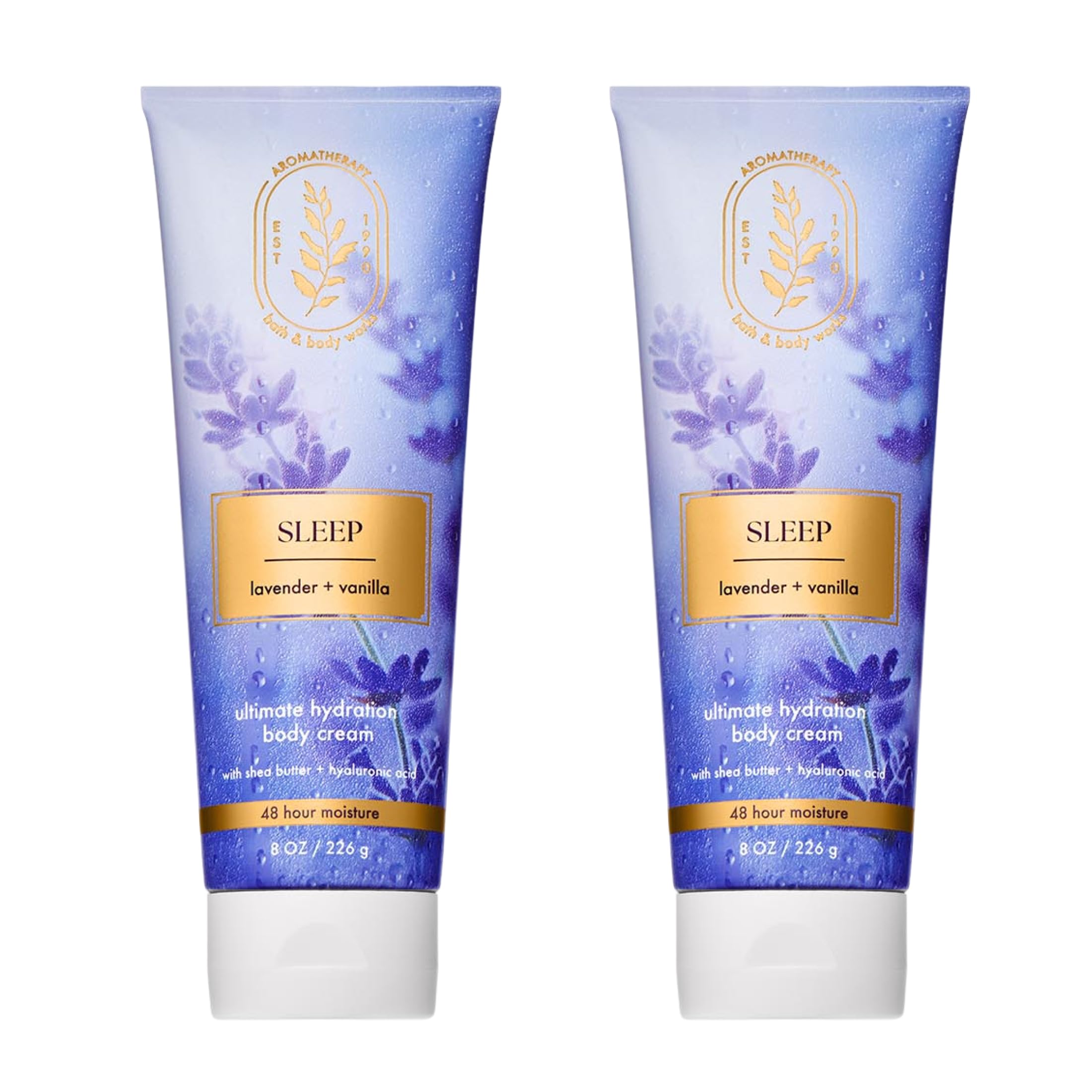 Bath and Body Works Lavender Vanilla Aromatherapy Cream bottle with soothing moisture.