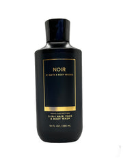 Etiqueta del producto Noir 2 en 1, diseño limpio y masculino.