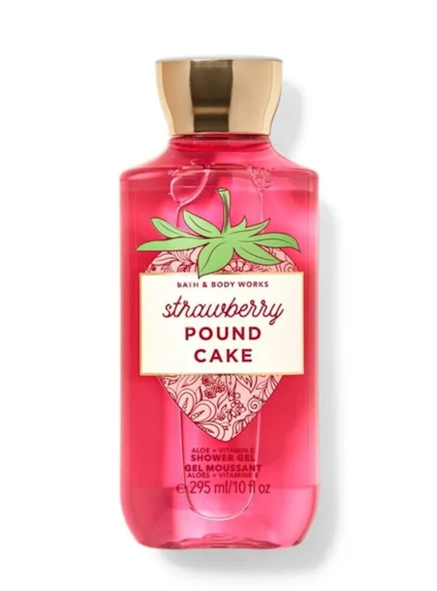 Bath & Body Works Signature Shower Gel Strawberry Pound Cake, botella perfumada para uso diario y limpieza suave.
