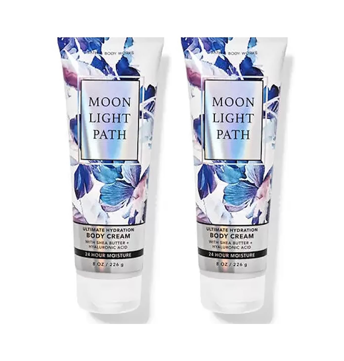 Bath & Body Works crema corporal Moonlight Path en botella, hidratación suave para uso diario.