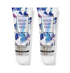 Bath & Body Works crema corporal Moonlight Path en botella, hidratación suave para uso diario.