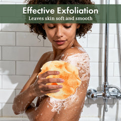 Bathway sponge extended to about seventy inches for easy back and shoulder reach