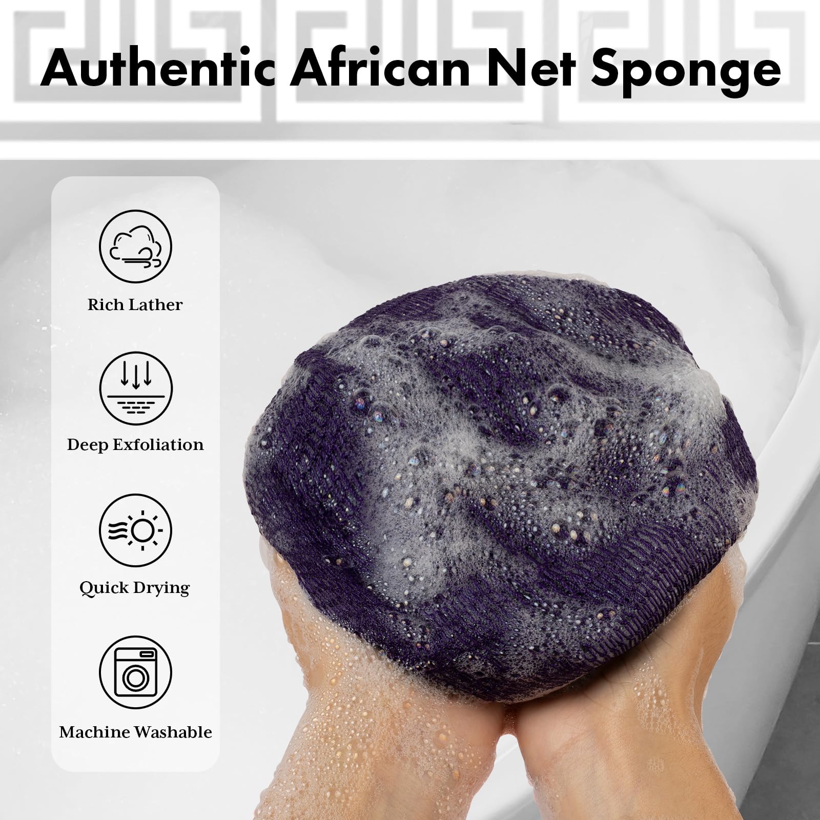 Bathway esponja de red africana morado y rosa para baño vibrante