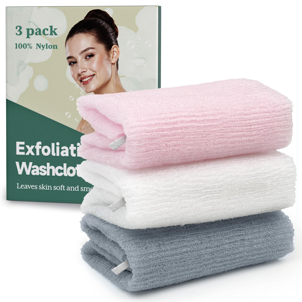 Bathway Exfoliating Washcloth front view for full-body exfoliation and rich lather.
