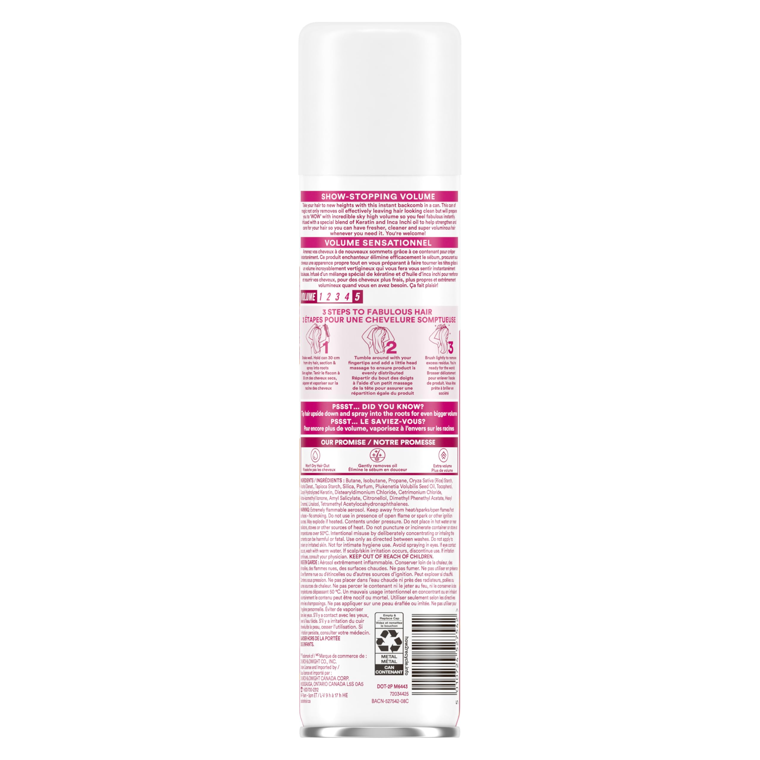 Batiste XXL Volume: aplicación rápida para refrescar el peinado.