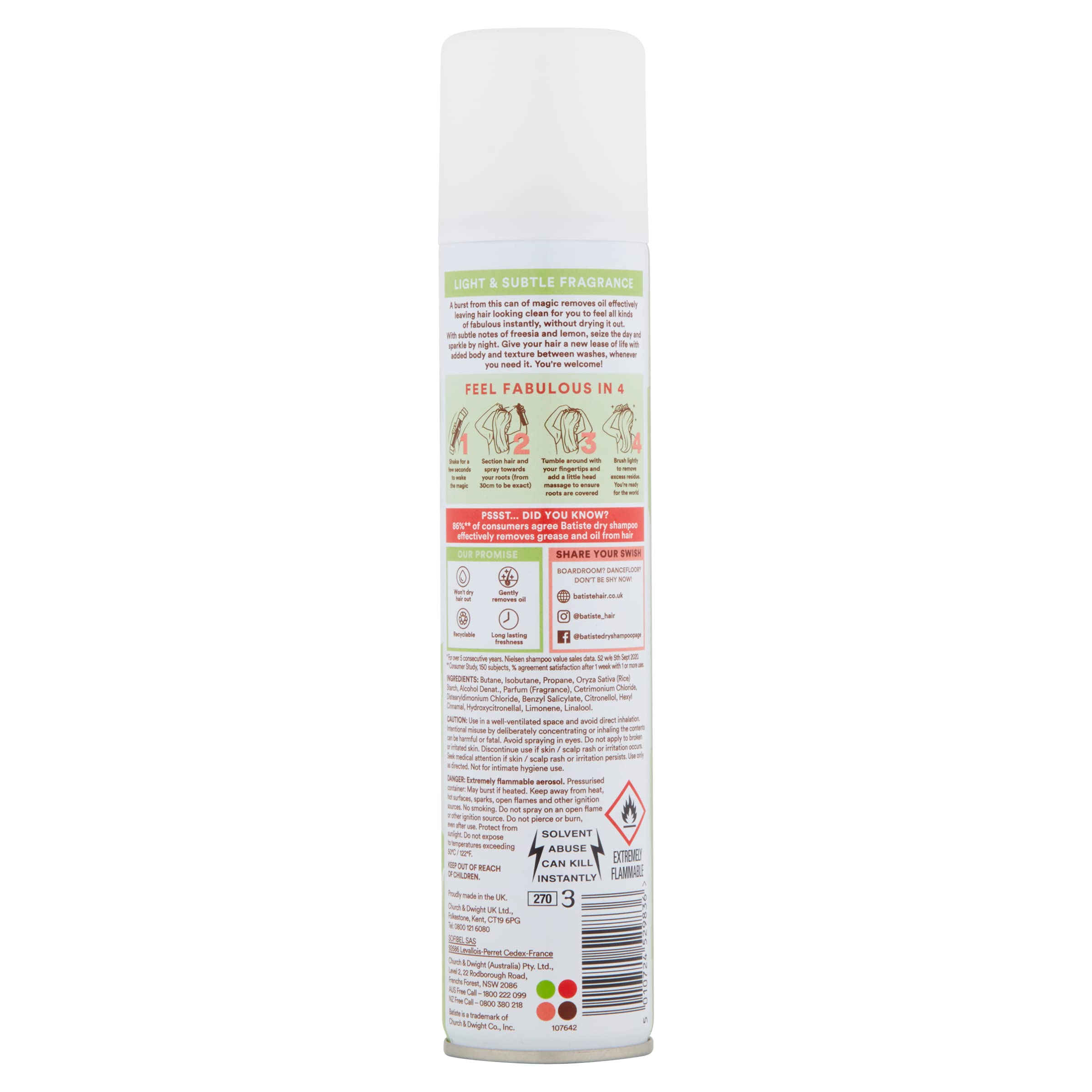 Batiste Bare absorbs oils at roots for a clean look